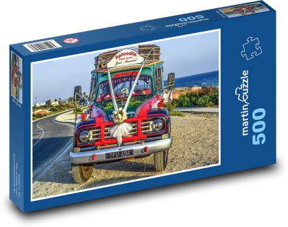 Ślubny autobus retro - Puzzle 500 elementów, rozmiar 46x30 cm