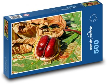 Podzim, kaštany - Puzzle 500 dílků, rozměr 46x30 cm