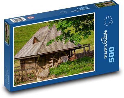 Drevený vodný mlyn - Puzzle 500 dielikov, rozmer 46x30 cm 