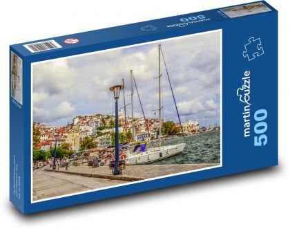 Łodzie, port - Puzzle 500 elementów, rozmiar 46x30 cm