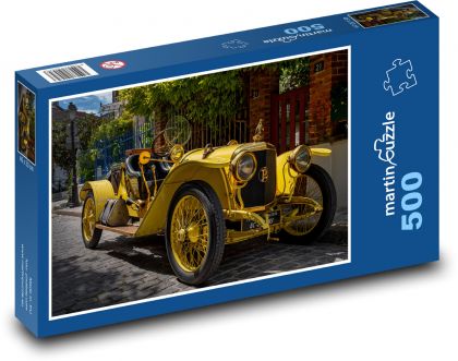 Žluté historické vozidlo, auto - puzzle 500 dílků
