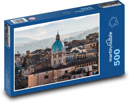 Italské město s kostelem - puzzle 500 dílků