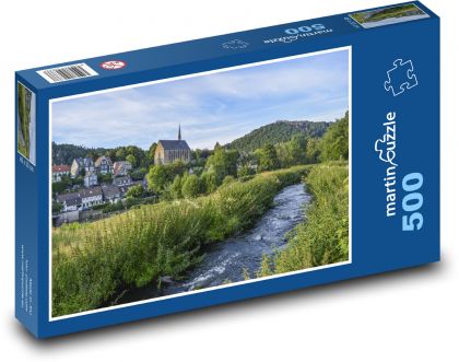 Eine kleine Stadt am Fluss - Puzzle - 500 Teile