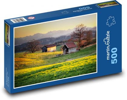 Weiden mit Holzhäusern - Puzzle - 500 Teile