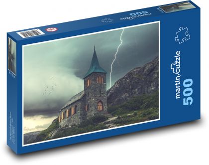 Bouře nad kostelem - puzzle 500 dílků