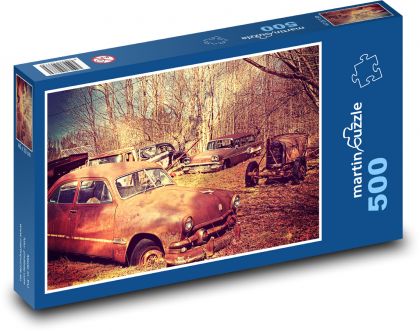 Staré autá - vrakoviská - Puzzle 500 dielikov, rozmer 46x30 cm 