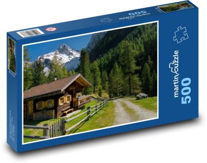Rakousko - horská chata - Puzzle 500 dílků, rozměr 46x30 cm