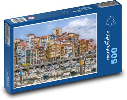 Miasto portowe pełne łodzi - Puzzle 500 elementów, rozmiar 46x30 cm