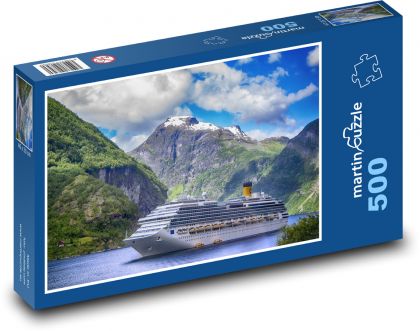 Norsko - Fjordy, loď - Puzzle 500 dílků, rozměr 46x30 cm