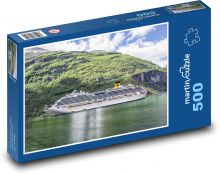 Cruise ship in Norway - Fjords Puzzle of 500 pieces - 46 x 30 cm 