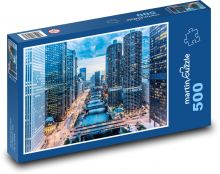 Ein Fluss in einer Großstadt Puzzle 500 Teile - 46 x 30 cm