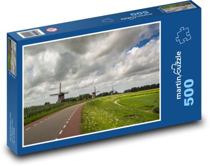 Holandsko - větrné mlýny - Puzzle 500 dílků, rozměr 46x30 cm