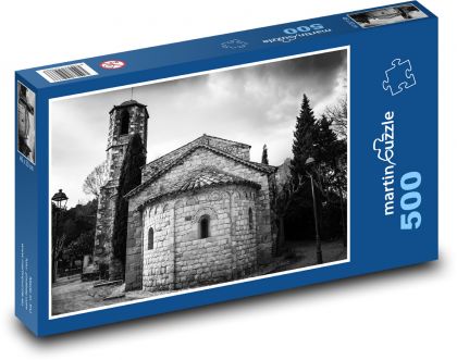 Románský kostel - Puzzle 500 dílků, rozměr 46x30 cm