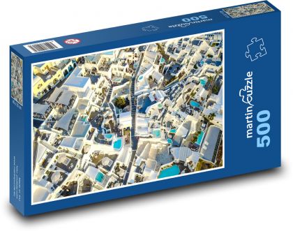 Letecký pohled na Santorini, Řecko - puzzle 500 dílků