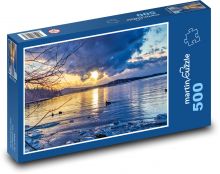 Sunset over a frozen lake Puzzle of 500 pieces - 46 x 30 cm 