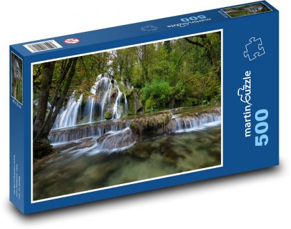 Kaskádový vodopád v lese - puzzle 500 dílků