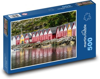 Norsko - rybářské domy - Puzzle 500 dílků, rozměr 46x30 cm