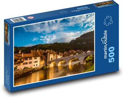 Švýcarsko - Saint-Ursanne - Puzzle 500 dílků, rozměr 46x30 cm