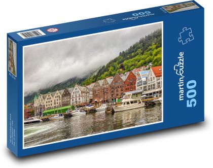 Nórsko - domy pri prístave - Puzzle 500 dielikov, rozmer 46x30 cm 
