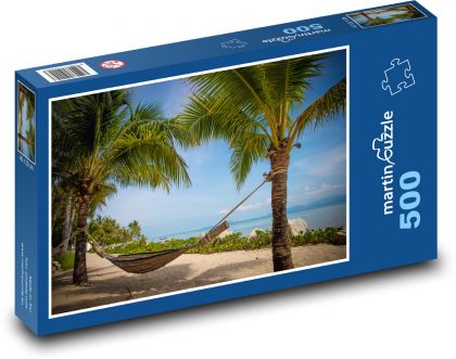 Hamak między palmami - Puzzle 500 elementów, rozmiar 46x30 cm