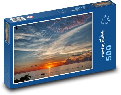 Slunce zapadající za mořskou hladinou - puzzle 500 dílků