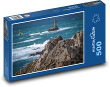 Maják v bouři na moři Puzzle 500 - 46x30 cm