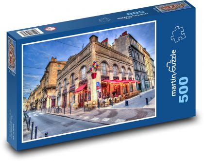 Cafés in the historic centre of Bordeaux - Puzzle of 500 pieces, size 46x30 cm 