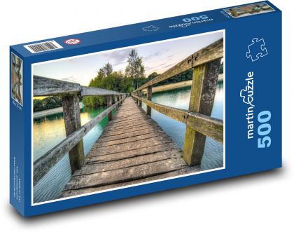 Dřevěná lávka u jezera - puzzle 500 dílků