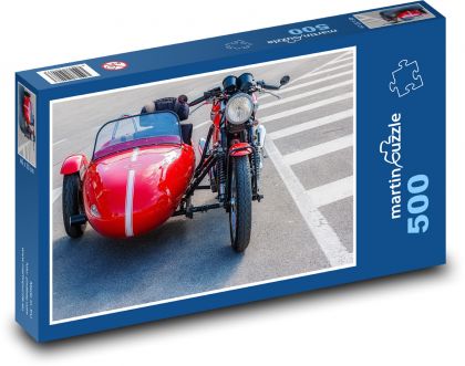 Motocykl - Sidecar - Puzzle 500 dílků, rozměr 46x30 cm