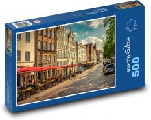 Historická ulica s kaviarňami, Lübeck Puzzle 500 dielikov - 46 x 30 cm