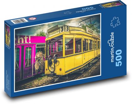 žltá električka - Puzzle 500 dielikov, rozmer 46x30 cm 