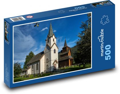 Dřevěný kostel - Puzzle 500 dílků, rozměr 46x30 cm