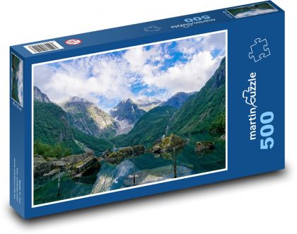 Góry, jezioro, przyroda - Puzzle 500 elementów, rozmiar 46x30 cm