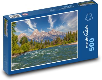 Grand Teton, mountain landscape with river, USA - Puzzle of 500 pieces, size 46x30 cm 