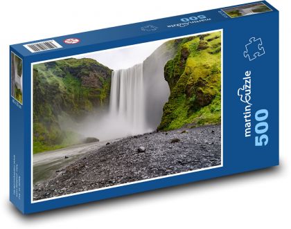 Waterfall, river, cliff - Puzzle of 500 pieces, size 46x30 cm 