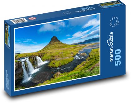 Hora Kirkjufell a vodopád, Island - Puzzle 500 dielikov, rozmer 46x30 cm 