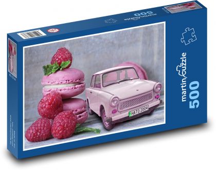 Retro toy car and raspberry macaroons - Puzzle of 500 pieces, size 46x30 cm 