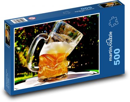 Pivo, sklenený polliter - Puzzle 500 dielikov, rozmer 46x30 cm 