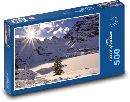 Horská krajina pod snehom - Puzzle 500 dielikov, rozmer 46x30 cm 