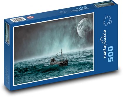 Fantazja - statek, morze, księżyc - Puzzle 500 elementów, rozmiar 46x30 cm