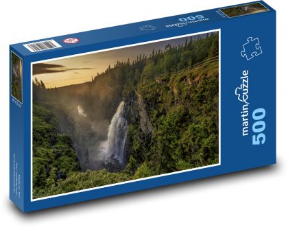 Švédsko, príroda, vodopád - Puzzle 500 dielikov, rozmer 46x30 cm 