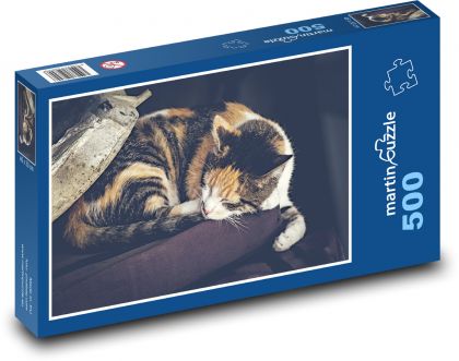 Kočka spí - Puzzle 500 dílků, rozměr 46x30 cm