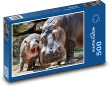 Hroch, mládě hrocha Puzzle 500 - 46x30 cm