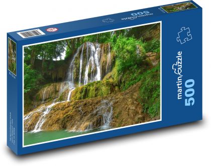 Wodospad w lesie - Puzzle 500 elementów, rozmiar 46x30 cm