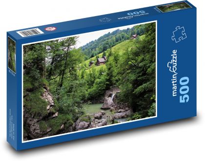 Chata v horách - Puzzle 500 dielikov, rozmer 46x30 cm 