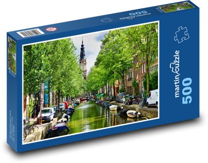 Amsterdam - městský kanál - Puzzle 500 dílků, rozměr 46x30 cm