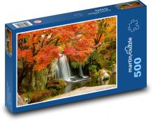 Podzim, příroda, vodopád Puzzle 500 dílků - 46 x 30 cm
