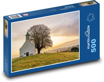 Západ slunce nad kostelem - puzzle 500 dílků