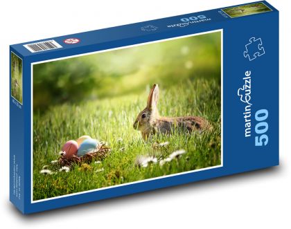 Velikonoční zajíc - vajíčka, velikonoce - Puzzle 500 dílků, rozměr 46x30 cm