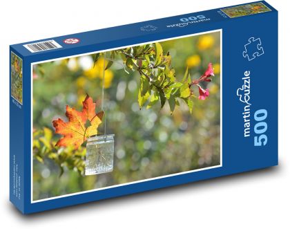 Autumn - glass, leaf - Puzzle of 500 pieces, size 46x30 cm 